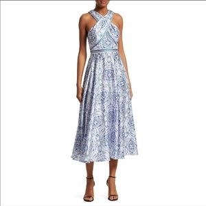 ML Monique Lhuillier Floral Mikado Halter Dress 12